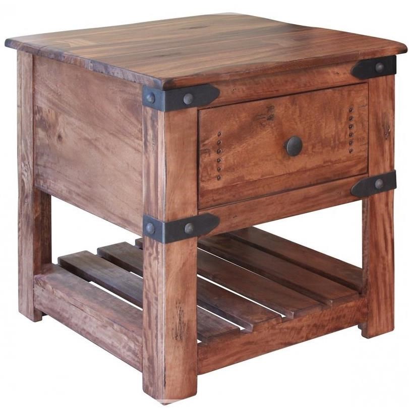 International Furniture Direct Parota IFD867END Rustic Solid Wood